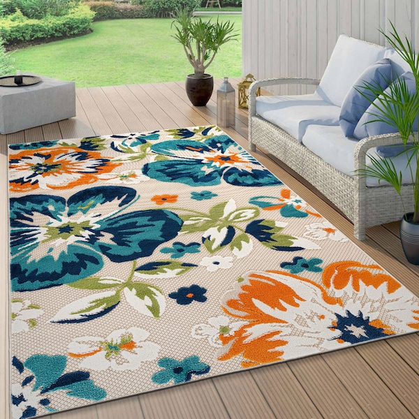 World Rug Gallery Geometric Bohemian Indoor/Outdoor Area Rug 5'x7' Multi Area Rug 5566MULTI5X7 - main